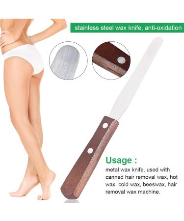 Stainless Steel Wax Spatula with Wooden Handle | Hair Removal Tool for Cartridge Hot & Cold Wax | 18.6 cm Long 2 cm Wide 0.8 mm Thick | International Shipping - Buy Online on SooperMarket.com