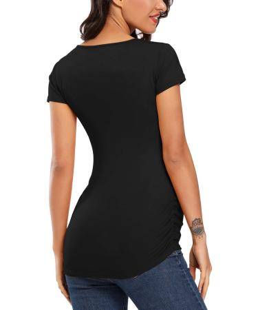 Love2Mi Women Maternity Breastfeeding Top | Long Sleeve V-Neck | Cute Maternity Clothes | Black - Short | Size L - Buy Online on SooperMarket.com