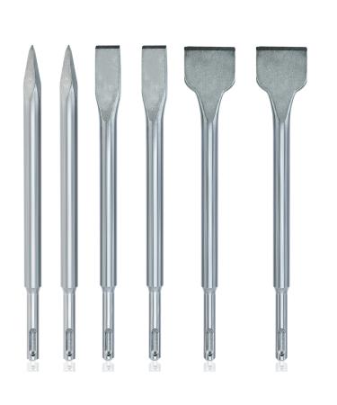 YaeTek 6pcs SDS Plus Hammer Drill Chisel Set Rotary Hammer Drill Bits with Point Chisels  Flat Chisels  Wide Chisels