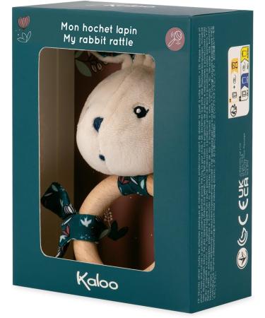Kaloo KDoux Baby Bite Ring - FSC Wood Plush Rabbit with Bell - Sensory Development Toy for Infants - Nature Motif - K216000 White - Buy Online on SooperMarket.com