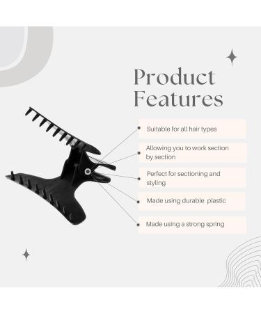 Head Jog 12 Pack Butterfly Hair Clips Accessories for Sectioning and Styling. Hair Clamps for Women and Men (Black) - Buy Online on SooperMarket.com