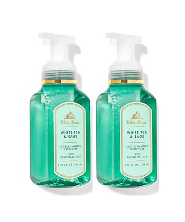 Bath & Body Works Bath and Body Works White Tea & Sage Gentle Foaming Hand Soap 8.75 Ounce 2-Pack (White Sage) 17.5 Ounce White Tea & Sage 8.75 Ounce