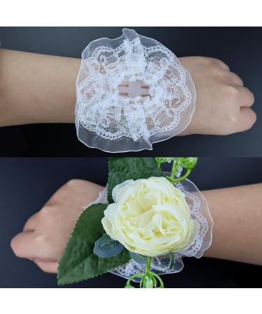 10 Pack Elastic Pearl Wrist Corsage Bands - DIY Wrist Corsages for Bride & Prom - White Lace Accessories - Buy Online on SooperMarket.com