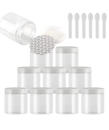 Tianzd 12 pieces Small 250 ml Transparent plastic empty cream can with white lid 250 g empty socket screw box sheet metal cans cosmetic containers 6 pieces spatula transparent 250ml