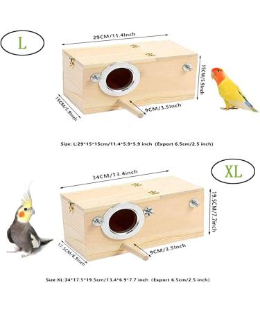 PINVNBY XL Parakeet Nesting Box for Parrots - Wood Breeding House for Lovebirds, Cockatoos, Budgies, Finches, Canaries, and Medium-Sized Birds - 13.4x6.9x7.7inches - Buy Online on SooperMarket.com