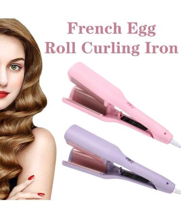 Rommantic French Egg Roll Curling Iron Egg Roll Hair Waving Iron Hair Curler Styling Tools Crimper Hair Iron Hair Waving Curling Wand US Purple - Buy Online on SooperMarket.com