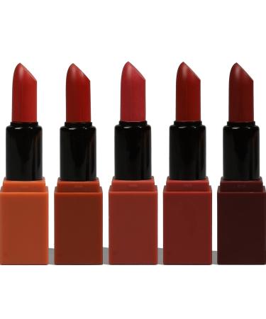 IS'MINE 5PCS Matte Lipstick Makeup Set Natural Nude Lipstick Velvet Smooth Not Fade Waterproof Mini Lipstick Set (SET A)