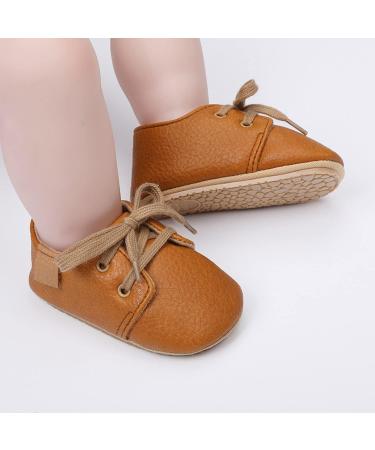 Baby First Walking Shoes | PU Leather Non-Slip Baby Boy & Girl Sneakers | 6-12 Months Brown - Buy Online on SooperMarket.com