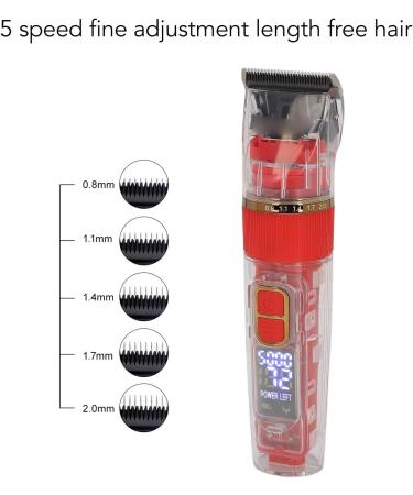 Dekaim Men's Hair Clipper Cordless Beard Trimmer Clippers Professional Hair Trimmer Haircutt Kit IPX7 Waterproof Transparent USB Rechargeable Electronic Hair Cutter (Red) - Buy Online on SooperMarket.com