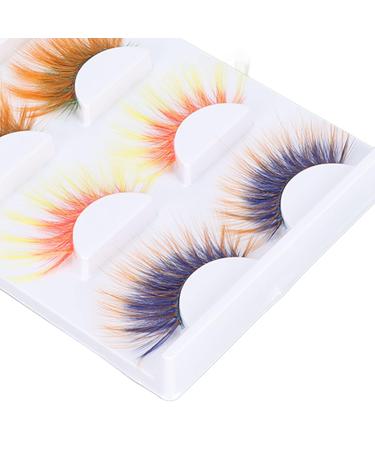 Colorful False Eyelashes - 5 Pairs 6D Long Curled Lashes for Halloween & Stage Makeup | Gradient Orange Red Blue Thick Synthetic Lashes - Buy Online on SooperMarket.com