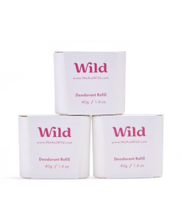 Wild - Natural Refillable Deodorant - Jasmine & Mandarin Blossom Refill Trio Pack - Vegan & Eco-Friendly - Aluminium Free - Long Lasting Protection - 100% Natural Ingredients - 3 Pack of 40g Refills Jasmine & Mandarin Blossom 40 g (Pack of 3)