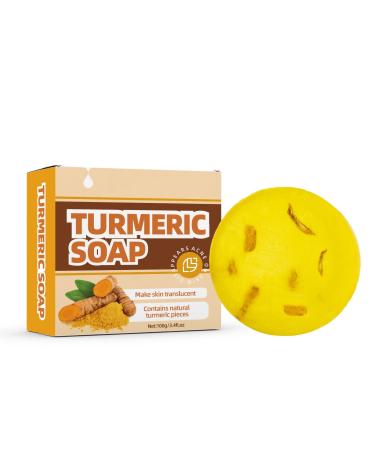 Turmeric Soap Bar for Face Moisture Body Wash Bar Soap For Dark Spots Tumeric Face Soap for Hyperpigmentation Bath Soap For All Skin Types for Men Women 1 Count (Pack of 1)