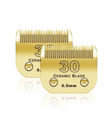 BESTBOMG replacement knife for dog care 2 pieces 30# compatible with Heiniger/Moser Max45/Andis/Easter A5 derailleur for dogs size 30#cutting length 1/50 (0.5 mm) gold colors 28#-G-2
