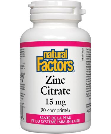 Natural Factors Zinc Citrate 15mg Tablets 90 Count by Natural Factors - Buy Online on SooperMarket.com