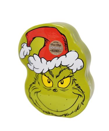 Whimsical Grinch Tin Delight Choc Chip Round Shortbread with a Festive Twist