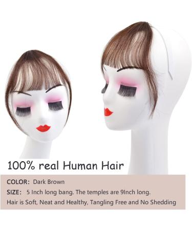 Hair Clip in Bangs Wispy Human Hair Bangs Hairpieces for Women Fringe Neat Faker Bangs with Temples Hairpieces for Party and Daily Wear(Wispy Bangs Dark Brown) Wispy Bangs Dark Brown - Buy Online on SooperMarket.com