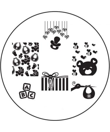 STAMPING STENCIL # BM-H21 Baby pacifier teddy stroller stork ABC