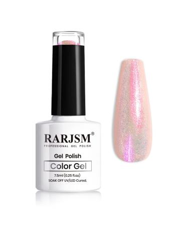 RARJSM Pink Glitter Gel Polish Pearl Shell Glitter Gel Nail Polish Reflective Sparkle Shiny Clear Pastel Nail Gel Need Cured With UV Led Nail Lamp 1 Piece 7.5ml Nail Art Manicure(DZ16)