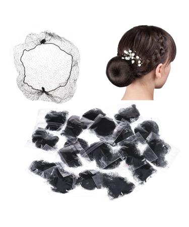 Bestomrogh 20 Pcs Hair Nets Hair Bun Net Invisible Hair Nets Elastic Edge Hair Net for Hair Buns Wigs Hair Fixing-Mixing for Ballet Dance Nurse (Black)