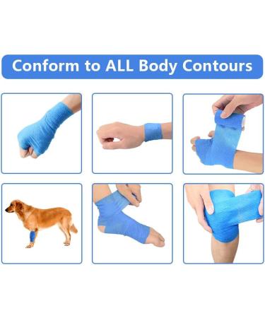 Cojj 12 pcs Self-Adhering Cohesive Bandage - 10cm x 4.5m Waterproof Elastic Tape for Wounds & Animal Care (Blue) - Buy Online on SooperMarket.com