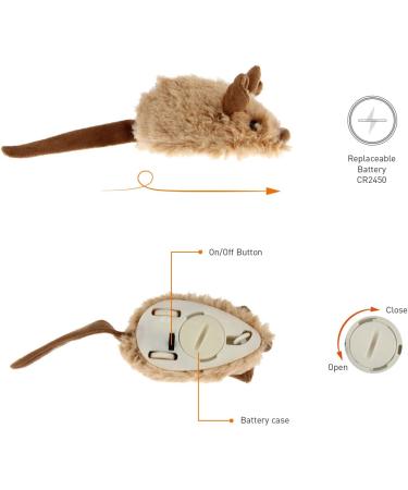 Gigwi Interactive Electric Cat Toy with Furry Tail - Automatic Squeaky Mice for Indoor/Outdoor Exercise - Brown Mouse (Original) - Buy Online on SooperMarket.com