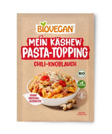 Biovegan Mein K shew Pasta Topping vegan parmesan replacement in 100% organic quality scattered cheese alternative vegan delicious cheese alternative from cashew nuts 8 x 50g (chilli garlic)