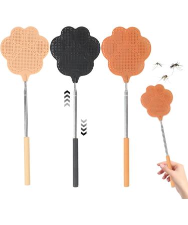 Fly Swatter for Indoors Extendable Fly Swatter 3Pcs Fly Swatter Manual Paw-Shaped Flyswatter Heavy Duty Fine Mesh PP Stainless Steel Fly Swatter for Indoors - Buy Online on SooperMarket.com