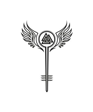Dopetattoo Thor Six sheets Temporary Tattoos for Men and Women Valkyrie Vikings Shieldmaiden Odin Symbol Abstract Ancient Black Design Emblem Feather Fake Tattoo Kits Sets Neck Arm Hands Leg
