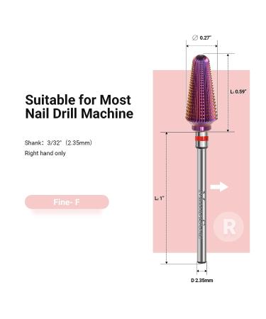MelodySusie Professional Tornado Carbide Tungsten Nail Drill Bit - Fine Tapered Series Bit-X for Manicure Pedicure Gel Polishing - Purple Salon Bits - Buy Online on SooperMarket.com