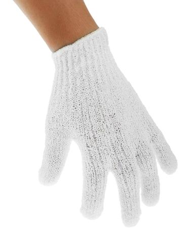 Exfoliating Peeling Bath Gloves - White 1 Pair (2 Pieces) for Spa-Like Skin Care | Fast International Shipping - Buy Online on SooperMarket.com