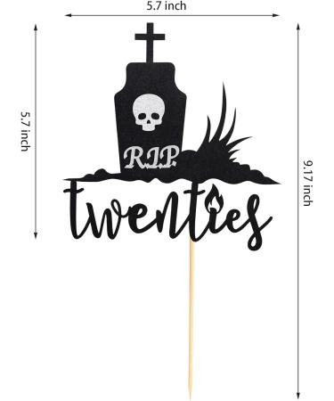 Arthsdite Rip Twenties Cake Topper Death to My Twenties/Rip to My Twenties Cake Decorations Old English Themed 30th Birthday Party Decorations - Black Glitter - Buy Online on SooperMarket.com