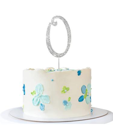 ENSTAB 0-9 Cake Decoration Silver Rhinestones Happy Birthday Cake Topper Anniversary Cake Decoration (0) SHINY-10 Silver-0