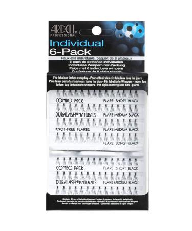 Ardell 6 Pack Knot-Free Flares Individuals Combo Black