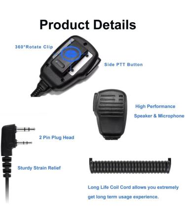 Samcom 2 Pin Handheld Walkie Talkie Speaker Mic with Shoulder Lapel Microphone - 1 Pack - Buy Online on SooperMarket.com