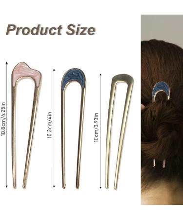 6 Pieces Metal U Shaped Hairpins French Hair Pin Hair Chignon Pins Metal Hair Pin Fork Sticks 2 Prong Bun Hairstyle Accessories for Women 6Pcs Gold silver - Buy Online on SooperMarket.com