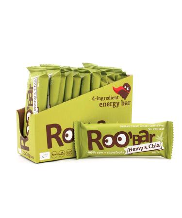Roobar protein bar hemp - milk -free and gluten -free 100% organic vegan raw superfoods without the addition of sophisticated sugar - 12 x 30g raw food sealing single