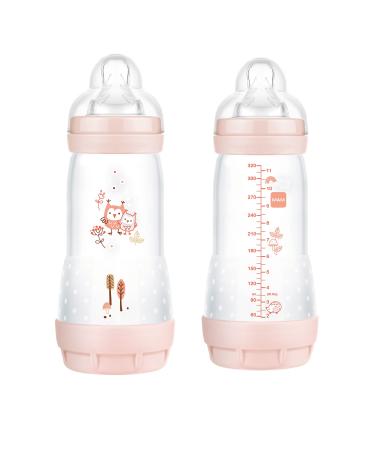 MAM Easy Start Anti Colic 11 oz Baby Bottle Easy Switch Between Breast and Bottle Reduces Air Bubbles and Colic 2 Pack 4+ Months Matte/Girl