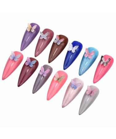 72pcs 3D Butterfly Nail Art Decoration Resin Charms - 12 Colors Pearl Beads Accessory for Acrylic Nails - BX1130-6 - Buy Online on SooperMarket.com