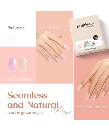 Beetles Press on Nails Short Glossy 6 Solid Colors Set | 144Pcs Fake Nails with Glue and Adhesive Tabs | Mini File Included | Women and Girls Nail Kit - Early Morning Mist - Buy Online on SooperMarket.com