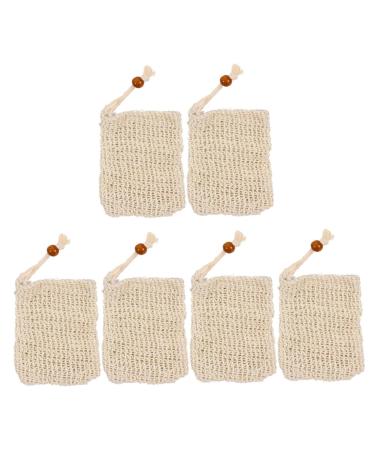 Healeved 6pcs Handmade Soap Storage Bag Drawstring Soap Bag Natural Loofa Mesh Soap Bag Sisal Soap Bag Shower Foaming Mesh Exfoliating Loofah Pouch Toilet Bath Plant Mesh Bag Cotton Linen