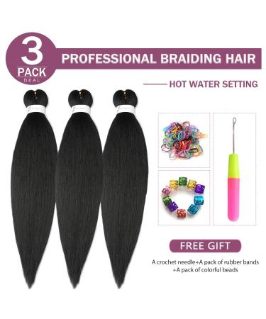 Pre stretched Braiding Hair 14 Inch 3Packs Black - Kanekalon Braiding Extensions - Buy Online on SooperMarket.com
