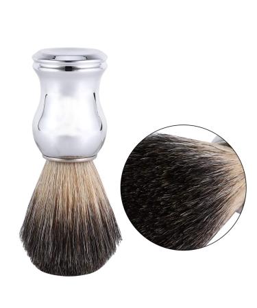 Premium Silver Razor Brush for Men | Facial Cleaning Brush & Barthaar Tool for Shaving Cream Foam & Soap - Buy Online on SooperMarket.com