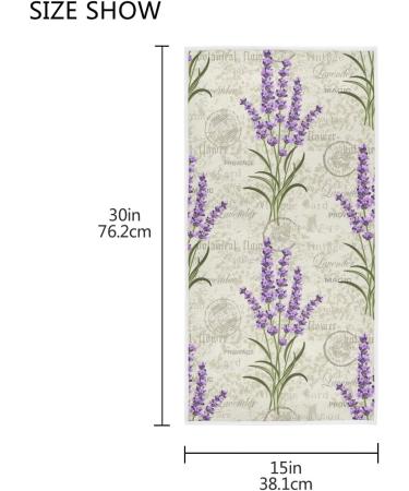 Retro Lavender Stamp Purple Hand Towel 16x30 - Ultra Soft & Absorbent, Grungy Floral Design for Bathroom & Kitchen Decor - Buy Online on SooperMarket.com