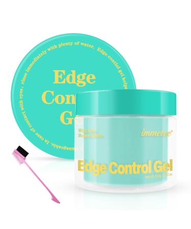 immetee Edge Control Gel with Brush Hair Styling Gel for Flyaway Tamer and Afro Hair (100g 3.52 oz Green-Avocado)