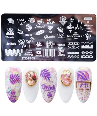 Mwoot 6Pcs Nail Art Stamping Plate Set - Starry Sky, Unicorn, Cat, Love, Leaves, Lace Theme - Buy Online on SooperMarket.com
