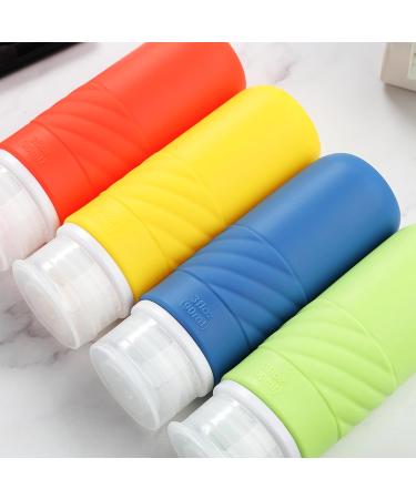 Gemice Travel Bottles for Toiletries CAA Approved 90ml Silicone Travel Bottles Leak Proof Squeezable Travel Size Containers Travel Essentials for Lotion Soap Liquid Shampoo BPA Free(4 Pack) Vibrant - Buy Online on SooperMarket.com