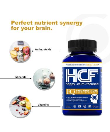 HCF Happy Calm & Focused - Natural Nootropic Brain Supplement Capsules 90 Count for Men & Women - Caffeine-Free Natural Calm & Happy Pills for Concentration Attention Support & Stress Relief - Buy Online on SooperMarket.com