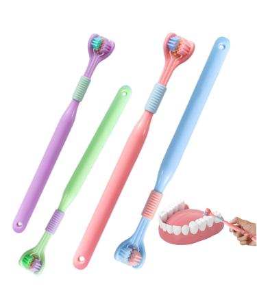 Manual toothbrushes 3-page toothbrush 4PCs three bristle path toothbrush for complete teeth and dental care coating toothbrush