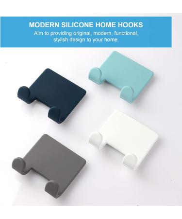 Vanzavanzu Razor Plane Holder for Shower Wall - 2 Pack Adhesive Hooks for Hairbrush & Towel - Waterproof Silicone Bathroom Organizer - Blue & White - Buy Online on SooperMarket.com
