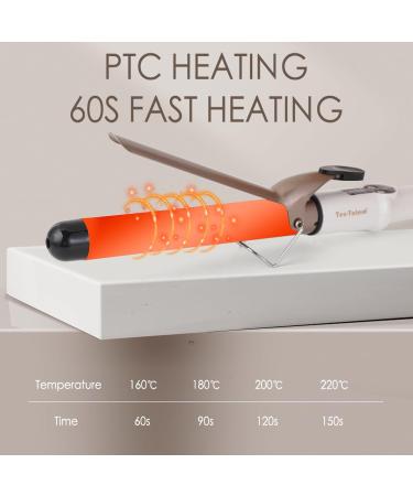 Ten-Tatent 28mm Ceramic Tourmaline Curling Iron | Dual Voltage Curling Wand for Long & Short Hair | Adjustable Heat Settings | White - Buy Online on SooperMarket.com